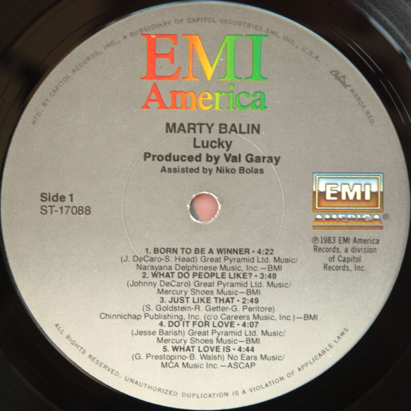 Marty Balin - Lucky (LP, Album, Win) (Mint (M)) - Image 3