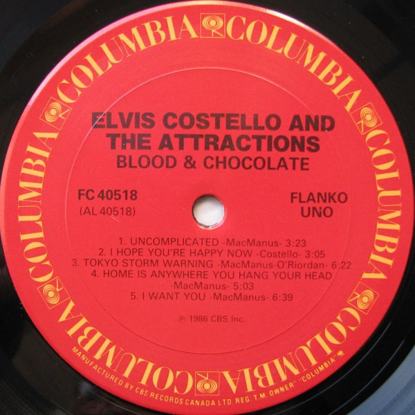 Elvis Costello & The Attractions - Blood & Chocolate (LP, Album) (Mint (M)) - Image 3