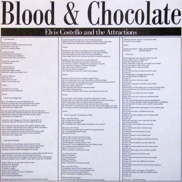 Elvis Costello & The Attractions - Blood & Chocolate (LP, Album) (Mint (M)) - Image 5