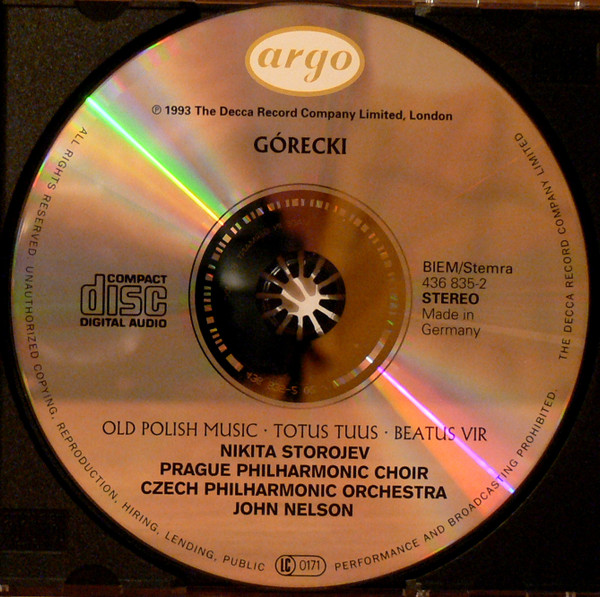 Henryk Górecki : Nikita Storojev ∙ Prague Philharmonic Chorus ∙ The Czech Philharmonic Orchestra ∙ John Nelson (5) - Beatus Vir ∙ Old Polish Music ∙ Totus Tuus (CD, Album) (Near Mint (NM or M-)) - Image 3