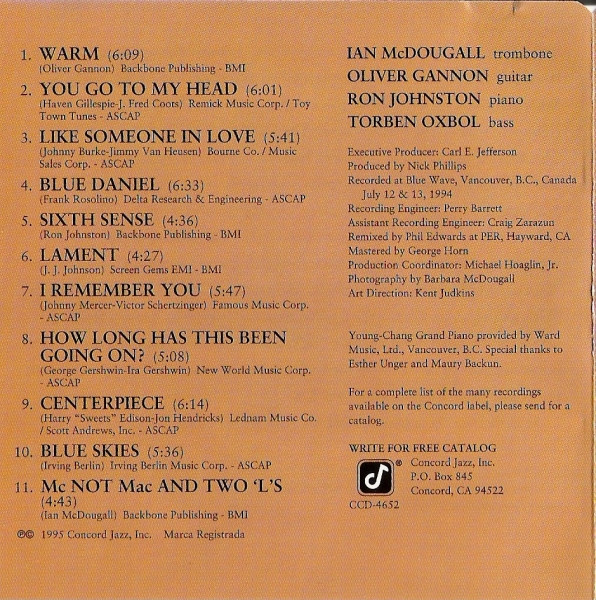 The Ian McDougall Quartet - The Warmth Of The Horn (CD, Album) (Near Mint (NM or M-)) - Image 2