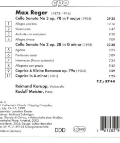 Alternative view of Max Reger - Reimund Korupp, Rudolf Meister - Cello Sonatas 2 & 3 (CD, Album) (Near Mint (NM or M-))