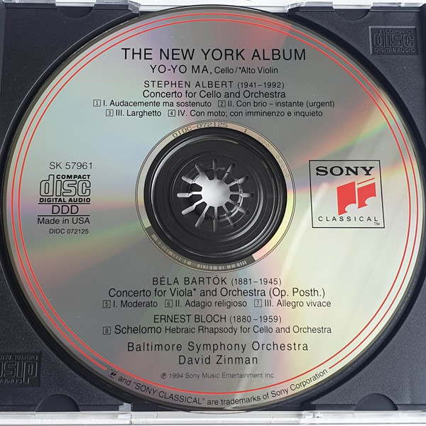Yo-Yo Ma, Baltimore Symphony Orchestra, David Zinman - The New York Album (CD, Album) (Near Mint (NM or M-)) - Image 3