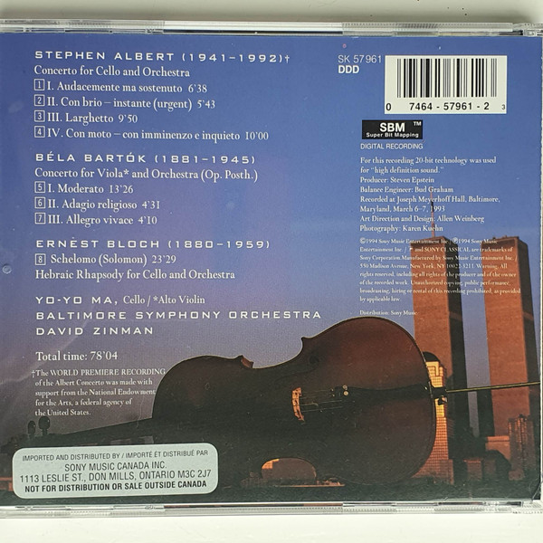 Yo-Yo Ma, Baltimore Symphony Orchestra, David Zinman - The New York Album (CD, Album) (Near Mint (NM or M-)) - Image 5