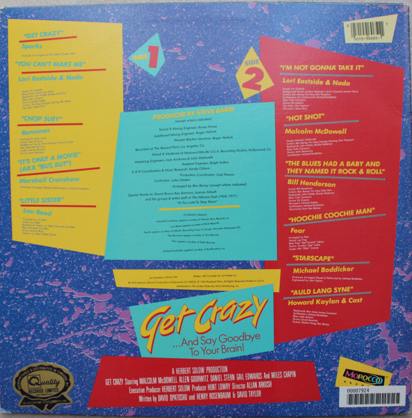 Various - Get Crazy (Original Motion Picture Soundtrack) (LP, Album) (Mint (M)) - Image 2