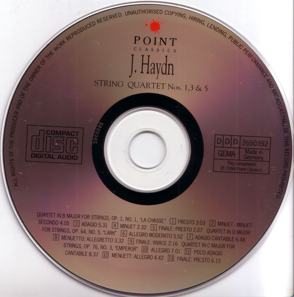 Joseph Haydn, Caspar da Salo Quartet - String Quartets No. 1, 3 & 5 (CD, Album) (Near Mint (NM or M-)) - Image 4