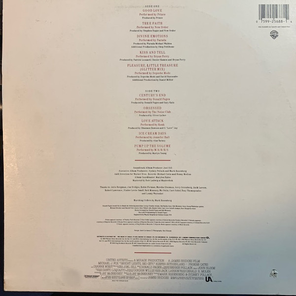 Various - Bright Lights, Big City. (Original Motion Picture Soundtrack) (LP, Comp) (Mint (M)) - Image 2
