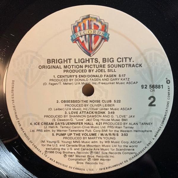 Various - Bright Lights, Big City. (Original Motion Picture Soundtrack) (LP, Comp) (Mint (M)) - Image 4
