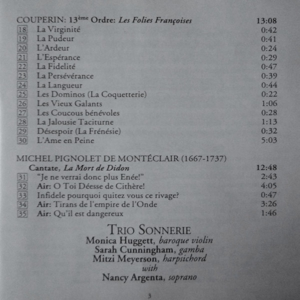 Sonnerie : Monica Huggett, Sarah Cunningham, Mitzi Meyerson With Nancy Argenta - A Portrait Of Love (CD, Album) (Near Mint (NM or M-)) - Image 5