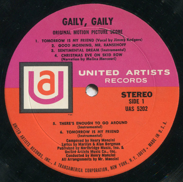 Henry Mancini - Gaily, Gaily (The Original Motion Picture Score) (LP, Album) (Mint (M)) - Image 3
