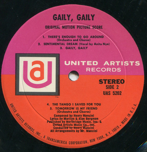 Henry Mancini - Gaily, Gaily (The Original Motion Picture Score) (LP, Album) (Mint (M)) - Image 4