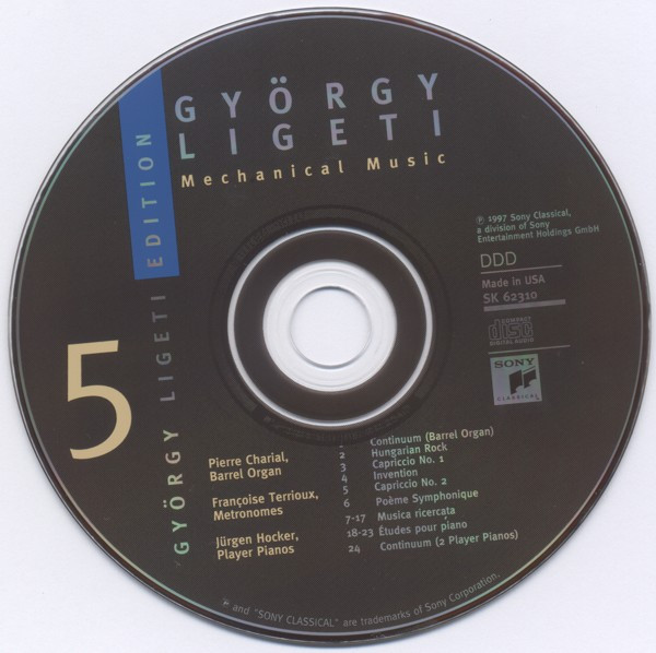 György Ligeti - Pierre Charial · Françoise Terrioux · Jürgen Hocker - Mechanical Music (CD, Album) (Near Mint (NM or M-)) - Image 3