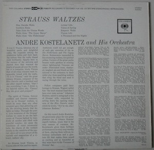 André Kostelanetz And His Orchestra - Strauss Waltzes (LP, Album, RE) (Mint (M)) - Image 2
