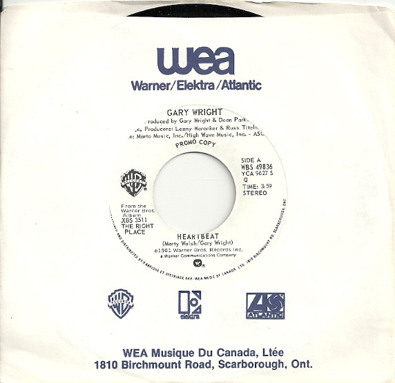 Gary Wright - Heartbeat / Comin' Apart (7", Single, Promo) (Near Mint (NM or M-))