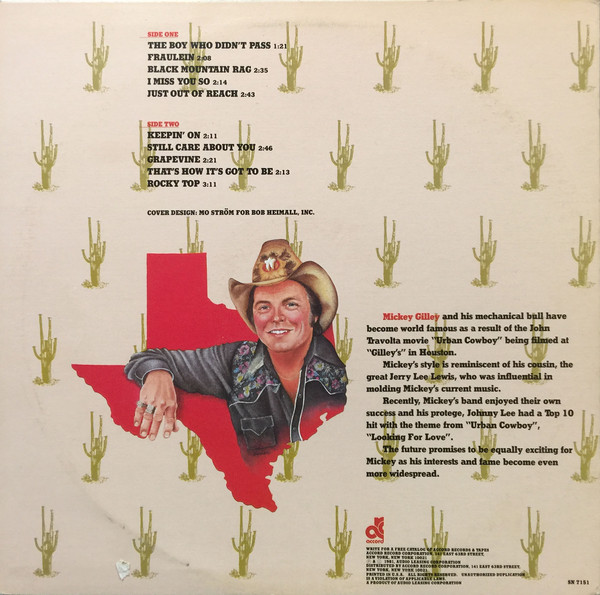 Mickey Gilley - Suburban Cowboy (LP, Comp) (Mint (M)) - Image 2
