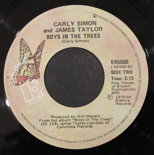 Carly Simon And James Taylor (2) - Devoted To You / Boys In The Trees (7") (Near Mint (NM or M-)) - Image 2
