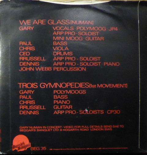 Gary Numan - We Are Glass (7", Lar) (Near Mint (NM or M-)) - Image 4