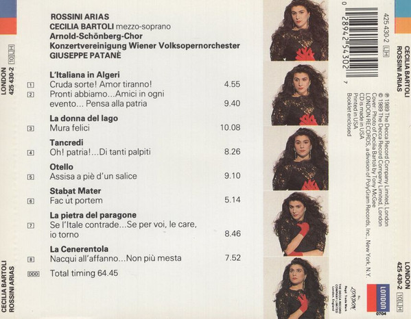 Gioacchino Rossini - Cecilia Bartoli, Wiener Volksopernorchester, Giuseppe Patanè - Rossini Arias (CD, Album) (Near Mint (NM or M-)) - Image 2