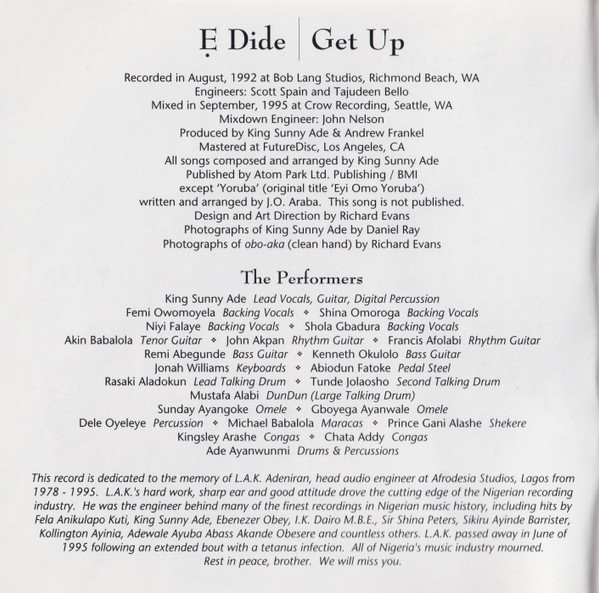 King Sunny Ade - Ẹ Dide / Get Up (CD) (Near Mint (NM or M-)) - Image 4