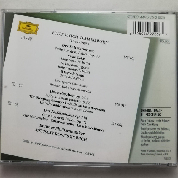Pyotr Ilyich Tchaikovsky - Berliner Philharmoniker • Mstislav Rostropovich - Ballett-Suiten (CD, Comp, RE, RP, EDC) (Near Mint (NM or M-)) - Image 2
