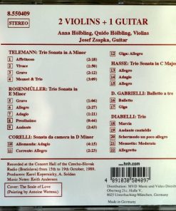Alternative view of Georg Philipp Telemann, Johann Rosenmüller, Arcangelo Corelli, Johann Adolf Hasse, Domenico Gabrielli, Anton Diabelli - Anna Hölblingová, Quido Hölbling, Jozef Zsapka - 2 Violins + 1 Guitar (CD, Album) (Near Mint (NM or M-))