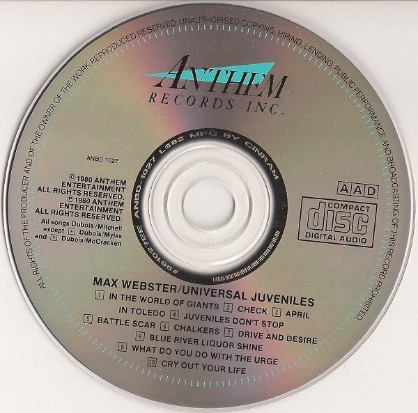 Max Webster Featuring Kim Mitchell - Universal Juveniles (CD, Album) (Very Good Plus (VG+)) - Image 3