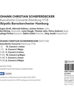 Alternative view of Johann Schieferdecker - Elbipolis Barockorchester Hamburg - Musicalische Concerte (Hamburg 1713) (CD) (Near Mint (NM or M-))