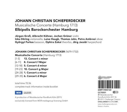 Johann Schieferdecker - Elbipolis Barockorchester Hamburg - Musicalische Concerte (Hamburg 1713) (CD) (Near Mint (NM or M-)) - Image 2