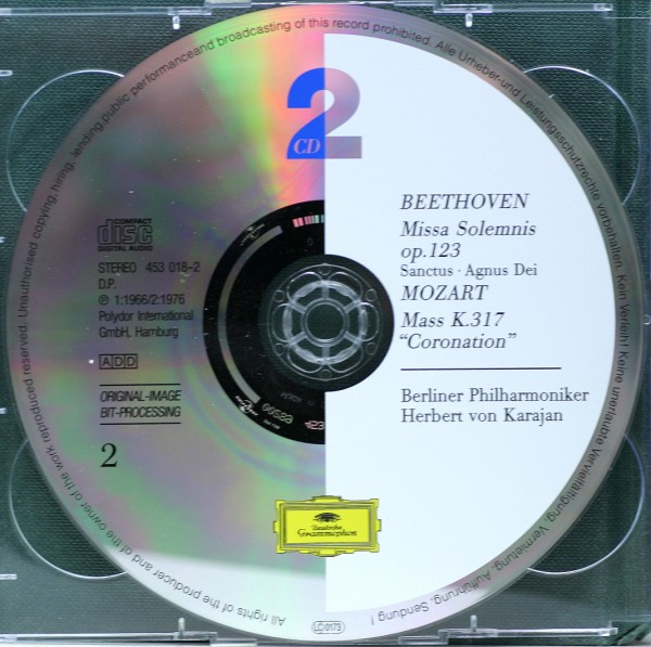 Ludwig van Beethoven, Wolfgang Amadeus Mozart - Berliner Philharmoniker, Herbert von Karajan - Missa Solemnis / Coronation Mass (2xCD, Comp, RE, RM) (Near Mint (NM or M-)) - Image 4