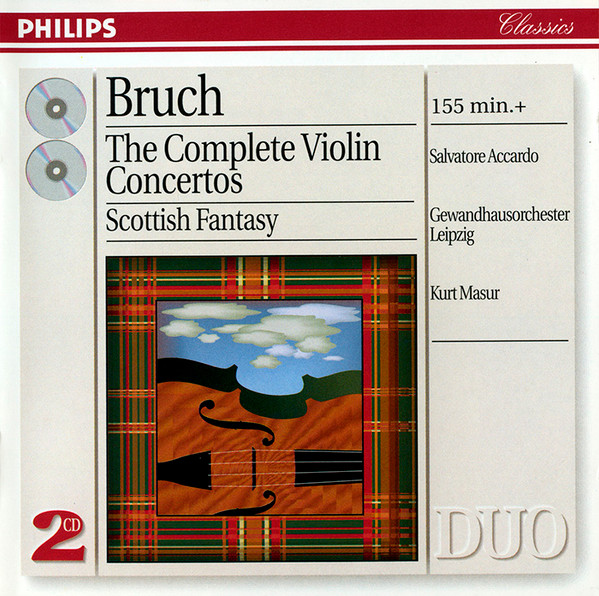 Max Bruch, Salvatore Accardo, Kurt Masur, Gewandhausorchester Leipzig - Die 3 Violinkonzerte / Schottische Fantasie (2xCD, Comp) (Near Mint (NM or M-))