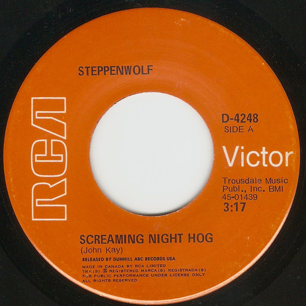 Steppenwolf - Screaming Night Hog / Spiritual Fantasy (7", Single) (Near Mint (NM or M-))