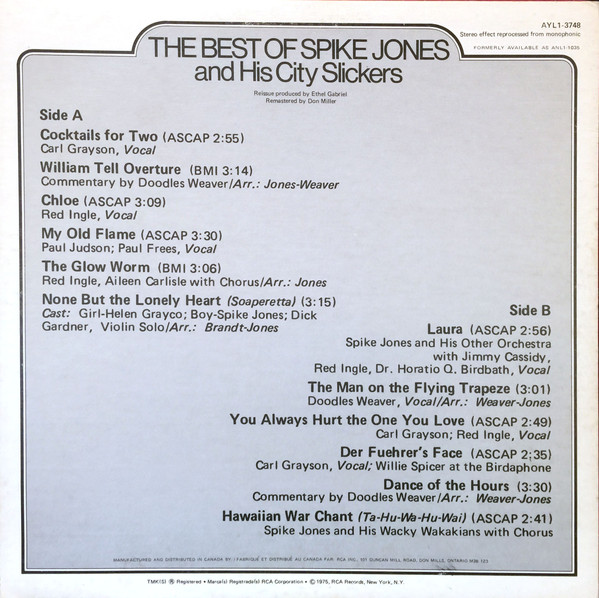 Spike Jones - The Best Of Spike Jones (LP, Comp, RE, RM) (Mint (M)) - Image 2
