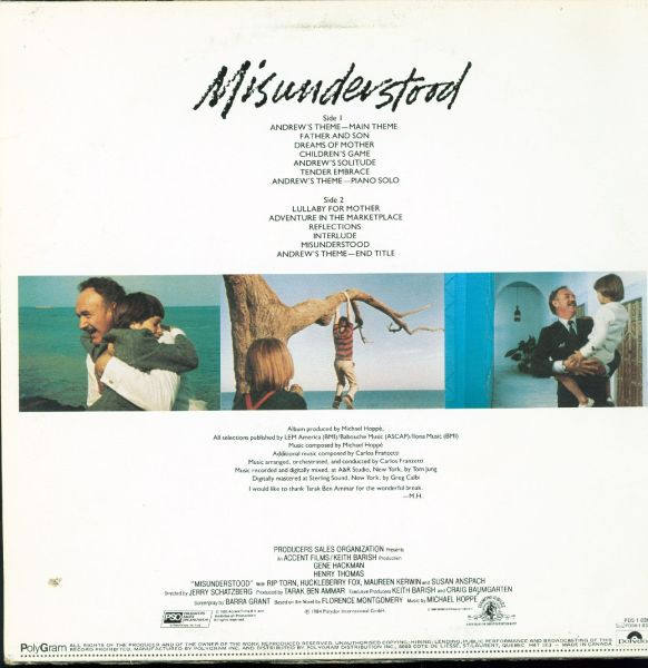 Michael Hoppé, Carlos Franzetti - Misunderstood (Original Motion Picture Soundtrack) (LP, Album) (Mint (M)) - Image 2