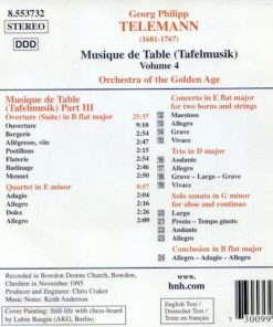 Alternative view of Georg Philipp Telemann, Orchestra Of The Golden Age - Musique De Table (Tafelmusik) Volume 4 (CD, Album) (Near Mint (NM or M-))