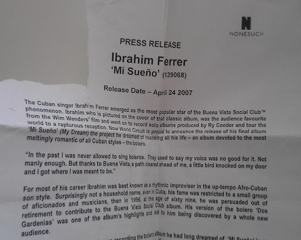 Ibrahim Ferrer - Mi Sueño (CD, Album) (Near Mint (NM or M-)) - Image 4