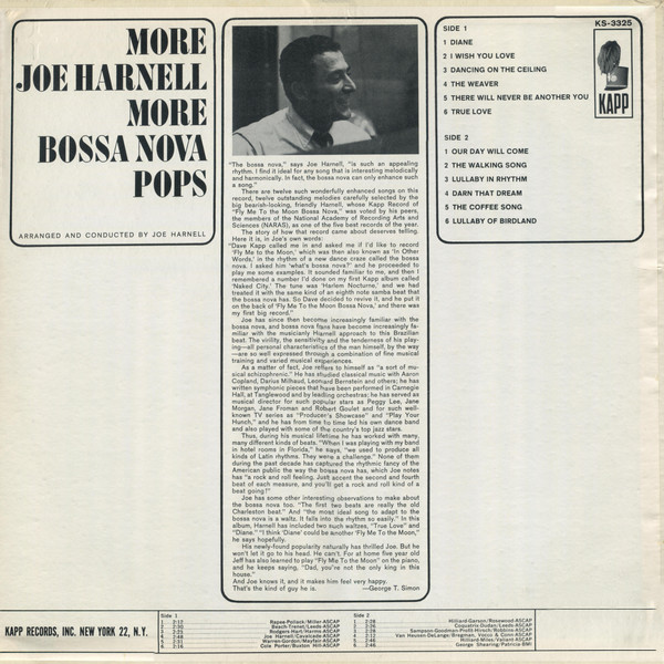 Joe Harnell - More Joe Harnell More Bossa Nova Pops (LP) (Mint (M)) - Image 2