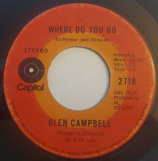 Glen Campbell - Honey Come Back (7", Single) (Very Good Plus (VG+)) - Image 2