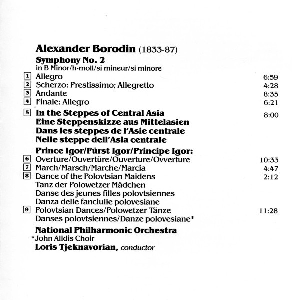 Alexander Borodin - National Philharmonic Orchestra, Loris Tjeknavorian - Symphony No. 2 • Polovtsian Dances (CD, RE) (Near Mint (NM or M-)) - Image 2