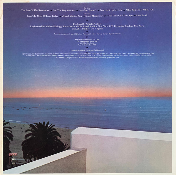 Engelbert Humperdinck - Last Of The Romantics (LP, Album) (Mint (M)) - Image 2