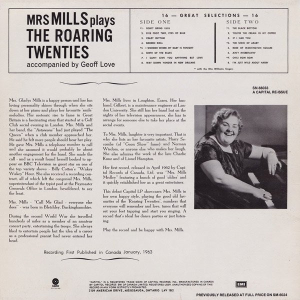 Mrs. Mills - Plays The Roaring Twenties (LP, RE) (Mint (M)) - Image 2