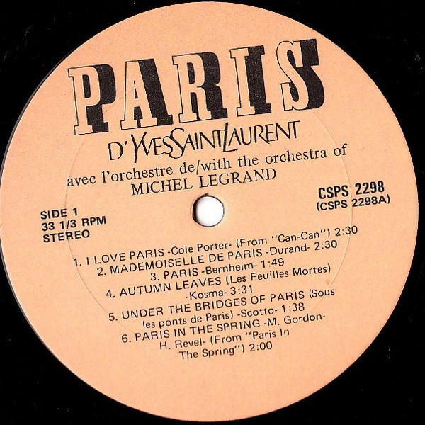 Michel Legrand Et Son Orchestre - Paris D'Yves Saint Laurent (LP, Album) (Mint (M)) - Image 4