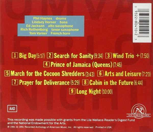 Tom Varner - Long Night Big Day (CD, Album) (Very Good (VG)) - Image 2
