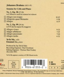 Alternative view of Johannes Brahms, Yo-Yo Ma, Emanuel Ax - Brahms Cello Sonatas (CD, Album) (Near Mint (NM or M-))