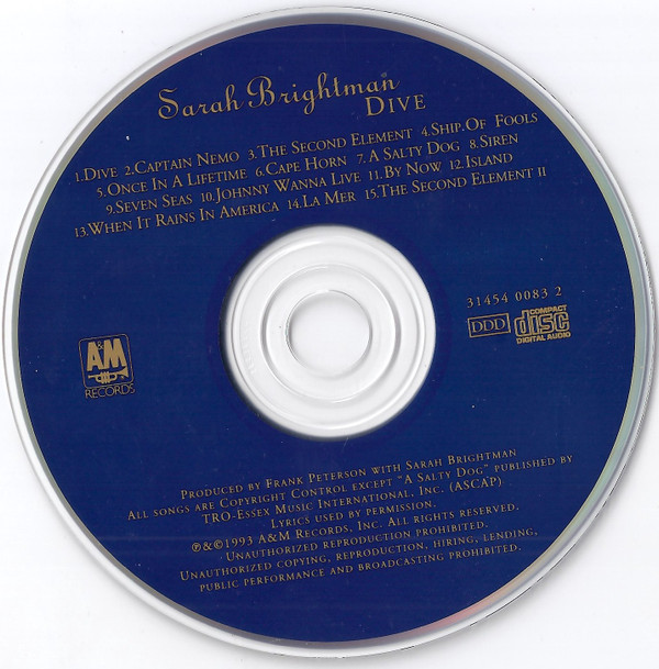 Sarah Brightman - Dive (CD, Album) (Near Mint (NM or M-)) - Image 3