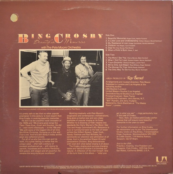 Bing Crosby - Beautiful Memories (LP, Album) (Mint (M)) - Image 2