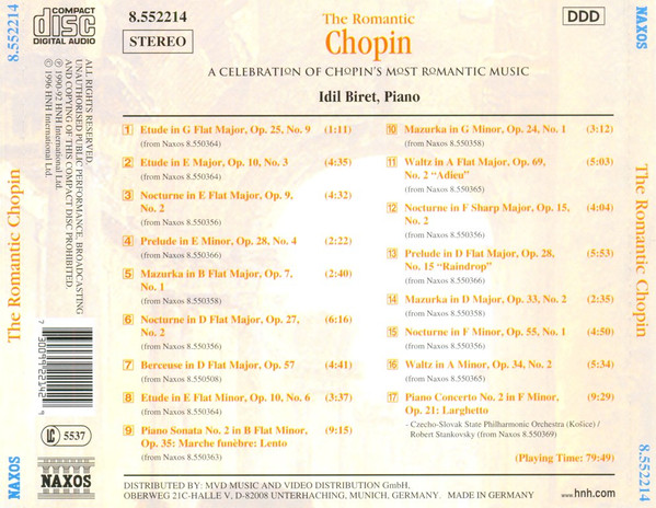 Frédéric Chopin, Idil Biret - The Romantic Chopin (CD, Comp) (Near Mint (NM or M-)) - Image 2