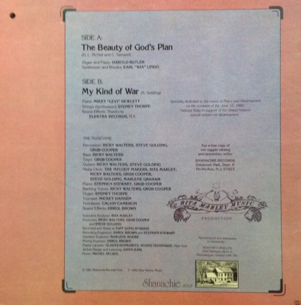 Rita Marley - The Beauty Of God's Plan / My Kind Of War (12", Single) (Mint (M)) - Image 2