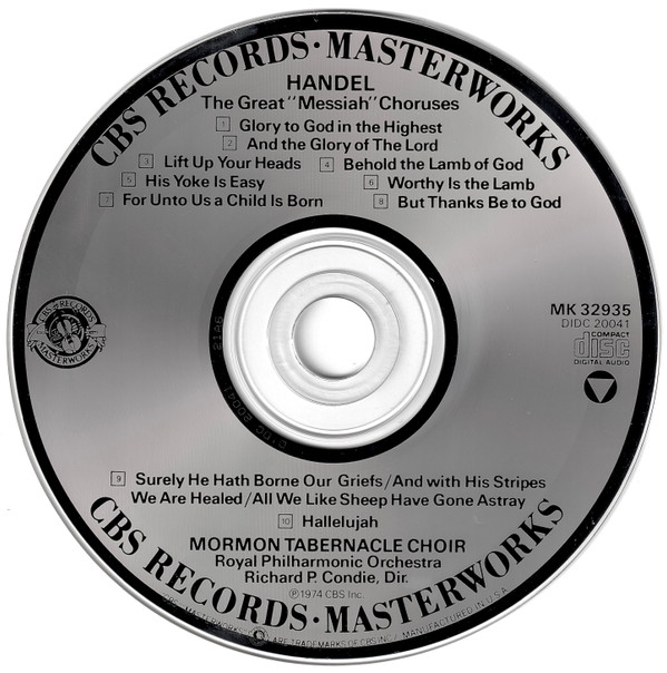 Georg Friedrich Händel, Mormon Tabernacle Choir - The Great "Messiah" Choruses (CD, Album, RE) (Near Mint (NM or M-)) - Image 3