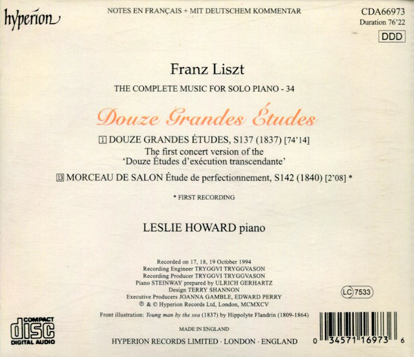 Franz Liszt - Leslie Howard - Douze Grandes Études (CD, Album) (Near Mint (NM or M-)) - Image 2