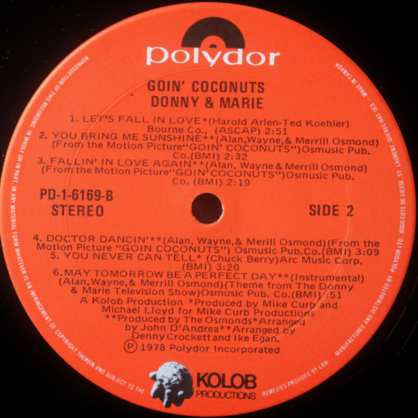 Donny & Marie Osmond - Goin' Coconuts (LP, Album) (Mint (M)) - Image 4